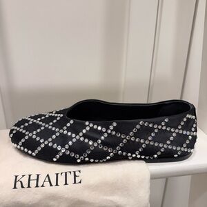 KHAITE Black (Losange) Marcy Flats with Crystal Accents 38